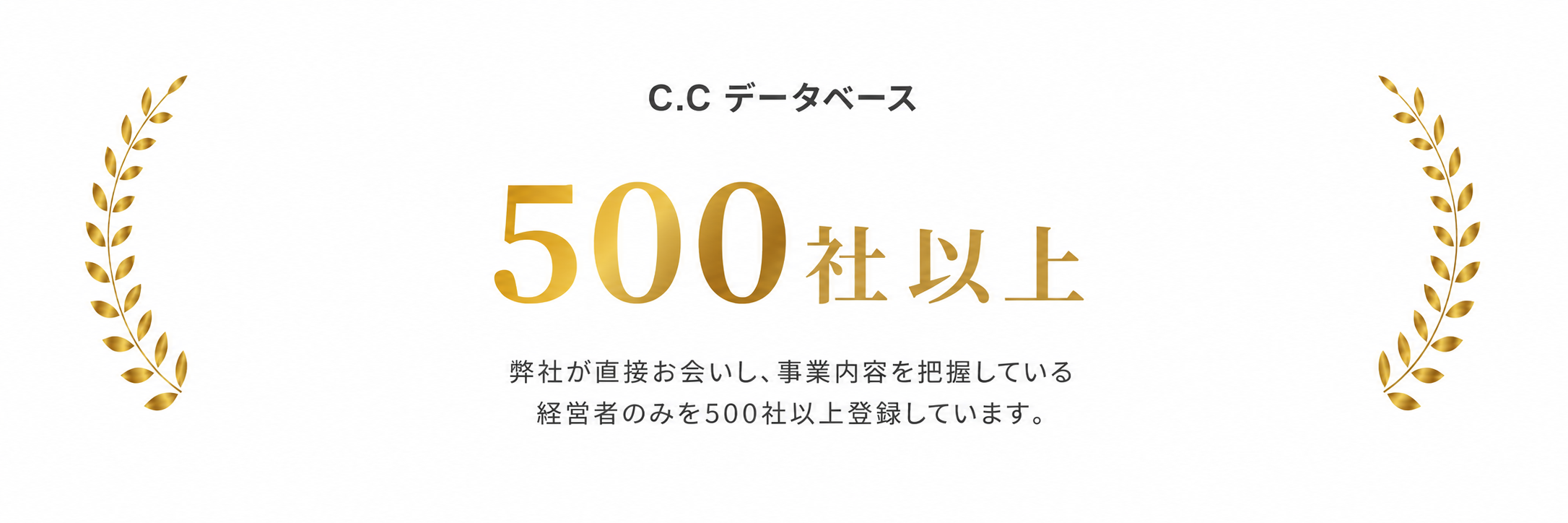 C.C データベース 500社以上。弊社が直接お会いし、事業内容を把握している経営者のみを500社以上登録しています。