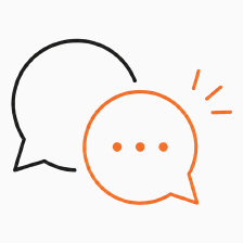 2つの吹き出しが向き合って、直接やりとりしている様子